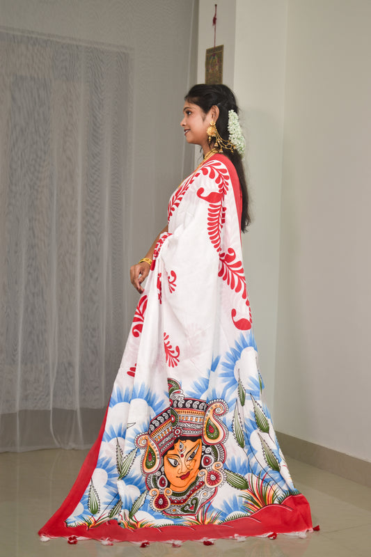 Maa Durga Pujor Saree Kash Phool