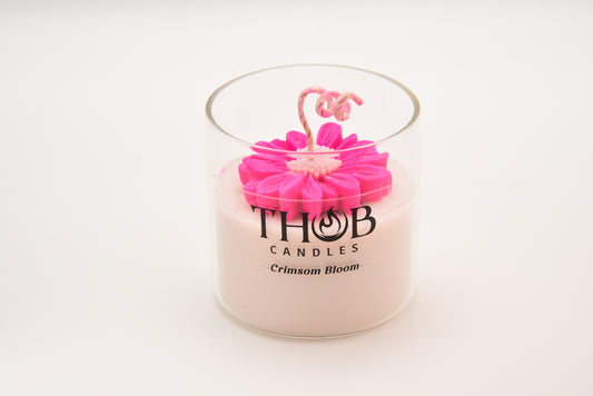 THOB Candles | Crimson Bloom | Handpoured Soy Wax Scented Candle | Floral Freshness of Daisy & Jasmine | Mood-Lifting Home Fragrance & Gift
