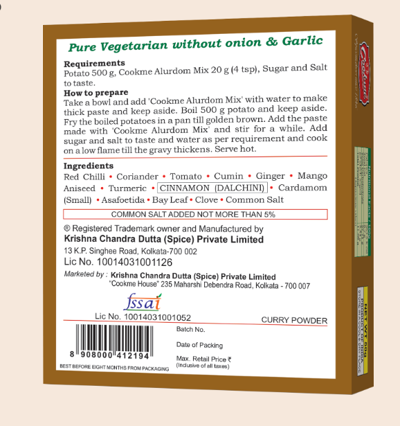 CookMe Alur Dom Masala 50g