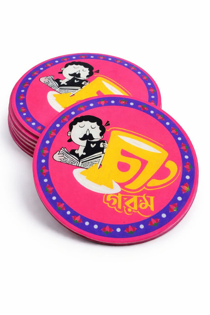 Bengali Culture Coaster Pack – Pack of 2 Designs (4 Pieces) | Premium Printed Acrylic UV Coasters